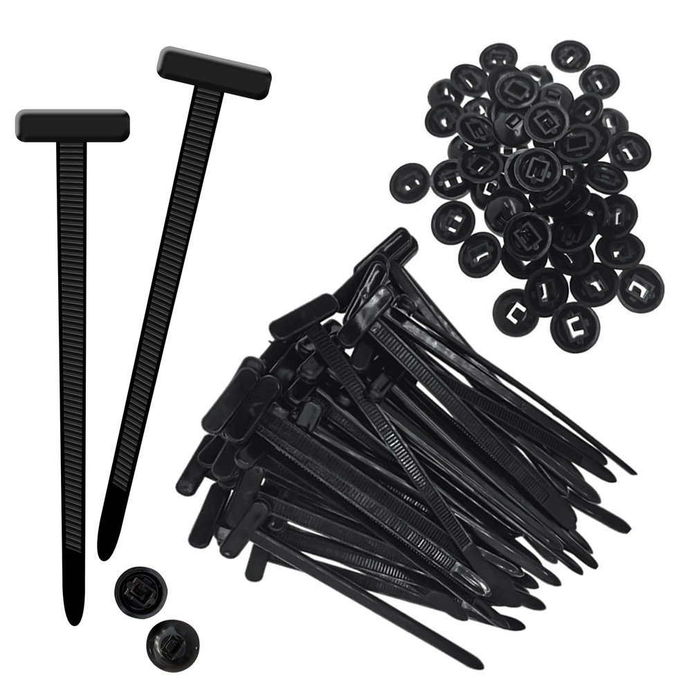 100PCS Nylon Universal Cable Tie Buckle Zip Ties  Push Mount Button Lock Clips, UV-Resistant Fasteners for Car Wire Harness, Garage, Electrical & Automotive Use