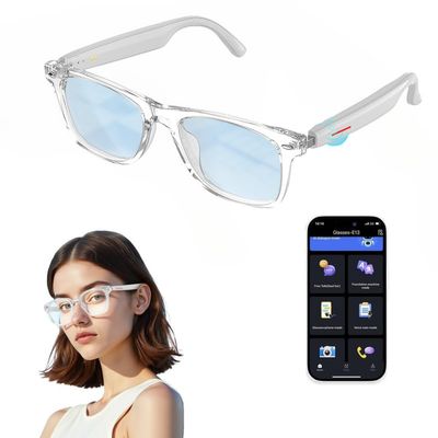 Al Smart Glasses with Speaker & Mic, Bluetooth Translation Glasses with 100+ Languages, Smart Sunglasses for Men & Woman (White)