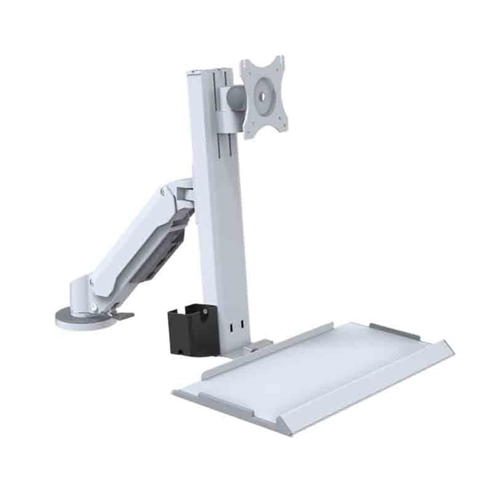 YXIANG56Q Monitor Desk Single Arm White Clip Table Monitor Stand with Regular Tray Suitable for 15-32 Inch Screens Monitor Stand