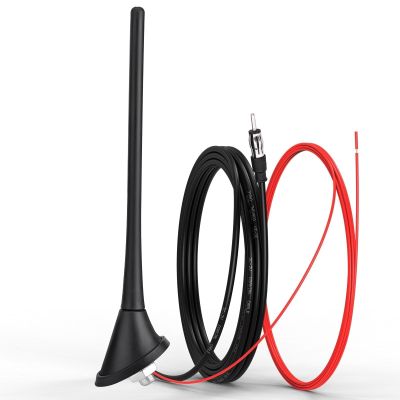 SZSAUTO Universal AM FM Amplified Car Radio Antenna Waterproof Rubber Roof Mount Car Antenna Replacement Vehicle Antennas with 12V Power Wire for Car Truck SUV Radio Stereo Receiver Media Head Unit