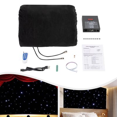 10 * 20 ft LED Stage Backdrop, Velvet DMX Control Star Curtain Dance Floor Lights Package Screen Backdrop Kit Virtual Black Screen Background for Photoshoot, White LED Colors (Black - 10 * 20 ft)