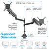 AVLT Dual 57 Inch Heavy Duty Stacking Monitor Arm Pole Top Mount With USB-C USB-A Ports-Black, Height Adjustable, Easy Install Top C-Clamp/Grommet With Reinforcement Plates, VESA Compatible 200/100/75 view 2