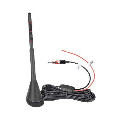 SZSAUTO Universal Car Antenna Replacement - AM FM Stereo Amplified Car Radio Antenna with 12V Power Wire for Vehicle Cars Trucks SUVs Marine Boats Radio Stereo Receiver Media Head Unit