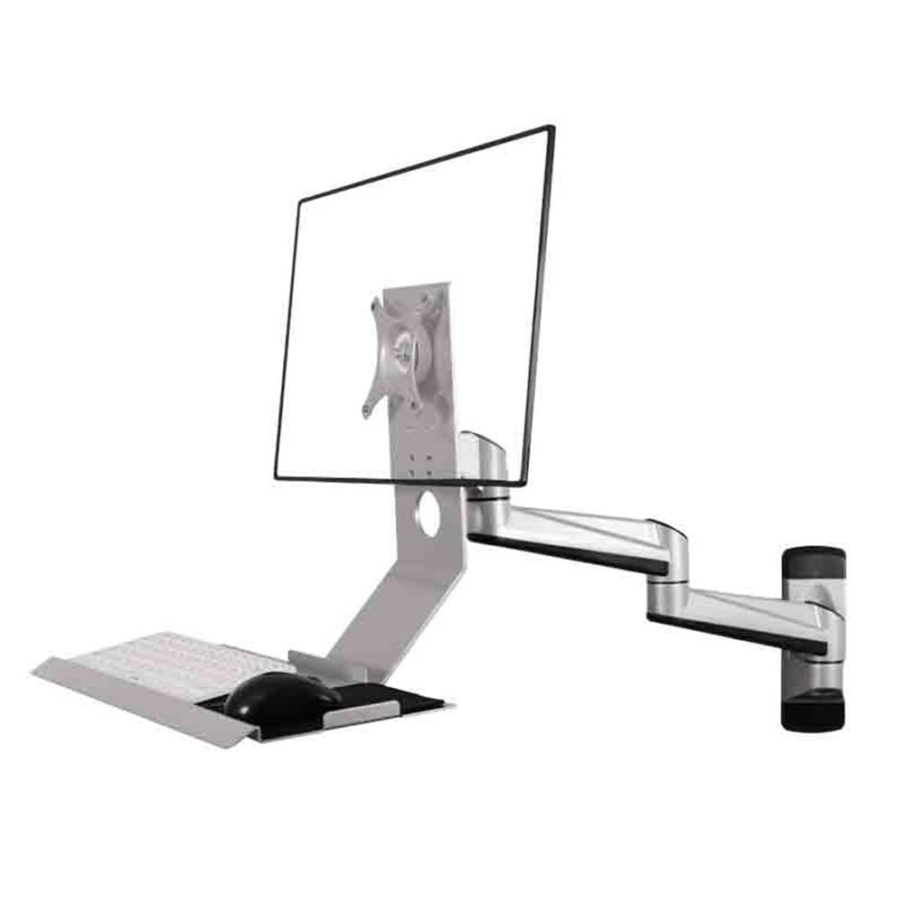 YXIANG56Q Monitor Desk Wall-Mounted Dual Arm Single Screen Monitor Stand Arm with Engineered Tray Stand Foldable 90 Monitor Stand