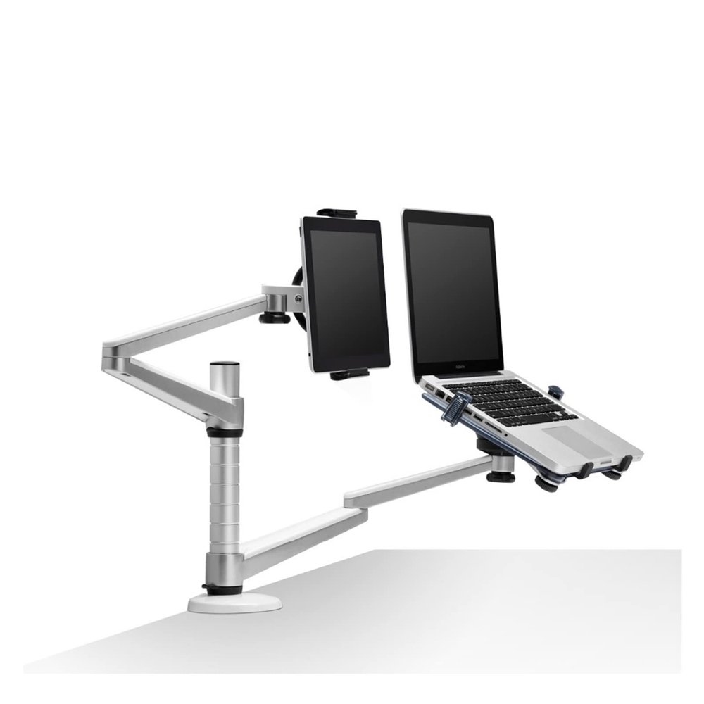 ADBWEKKF OA-9X Desktop Full Motion Dual Arm Laptop+Tablet PC Stand Rotate Holder for Notebook 10-15 Inch and All Tablet PC 7-10 Inch