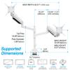 AVLT Dual 57 Inch Heavy Duty Stacking Monitor Arm Pole Top Mount With USB-C USB-A Ports-White, Height Adjustable, Easy Install Top C-Clamp/Grommet With Reinforcement Plates, VESA Compatible 200/100/75 view 2