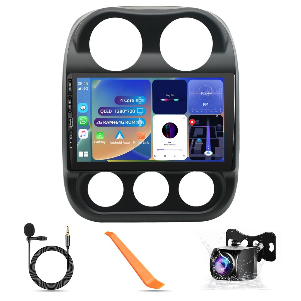 Android 13.0 2G 64G Car Stereo Wireless Carplay/Auto/Mirror Link for Jeep Compass Patriot 2010-2016, 10.1" HD Touch Screen Radio Bluetooth GPS Navigation, 2.4GHz & 5GHz WiFi, SWC, DSP 36-EQ AHD