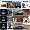 1080P 3Channel Dash Camera for Car Front and Rear Inside Dashcam Car Video Recorder,170Wide Angle Vehicle Cam,WDR,G-Sensor,2 IPS Screen,Loop Recording,Night Vision (3Channel Dash Cam Without Card) view 2