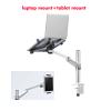 ADBWEKKF OA-1S Aluminum Dual Arm Swivel LCD Monior Holder+ Laptop Holder Stand Table F 9inch 10inch Pad Desk Mount(for Thick Desk) view 2