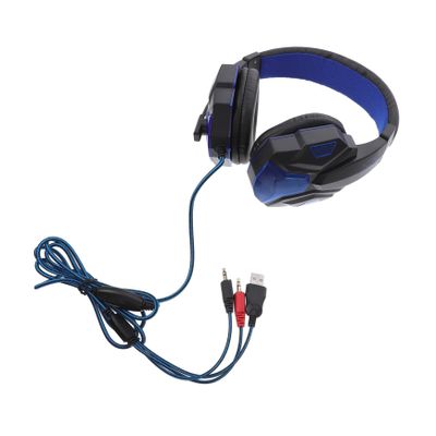 Angoily Wired Gaming Headset Lighting Noise Cancelling Microphone Over Ear Design Compatible Laptop and PC Black and Blue Color