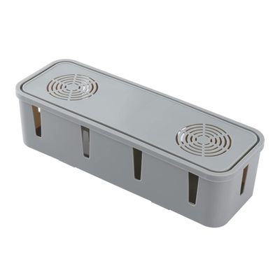 POPETPOP Creative Cable Management Box for Power Strips and Plugs Grey Storage Organizer Lid for Tidy Spaces Wire Concealer for Organized Areas