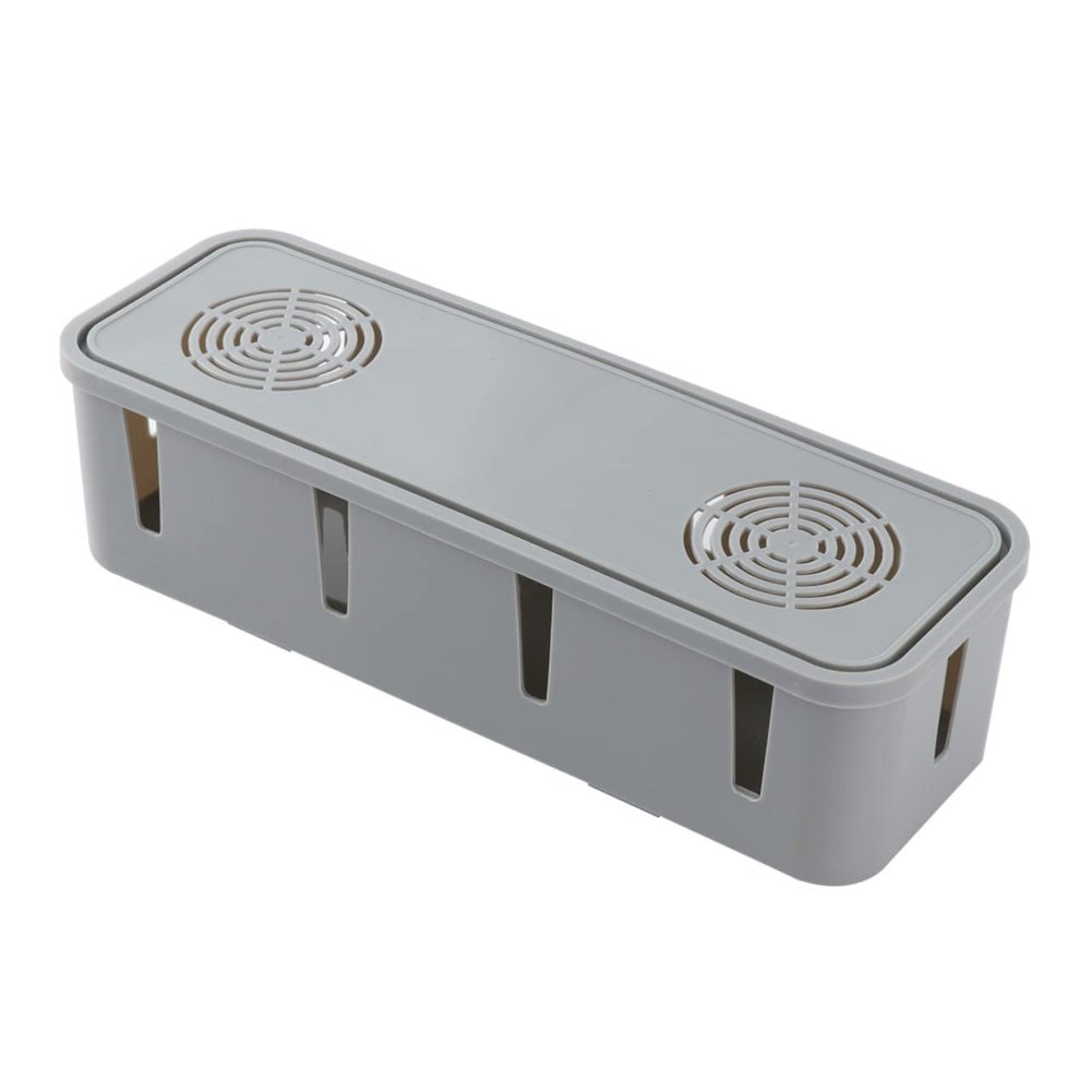 POPETPOP Creative Cable Management Box for Power Strips and Plugs Grey Storage Organizer Lid for Tidy Spaces Wire Concealer for Organized Areas