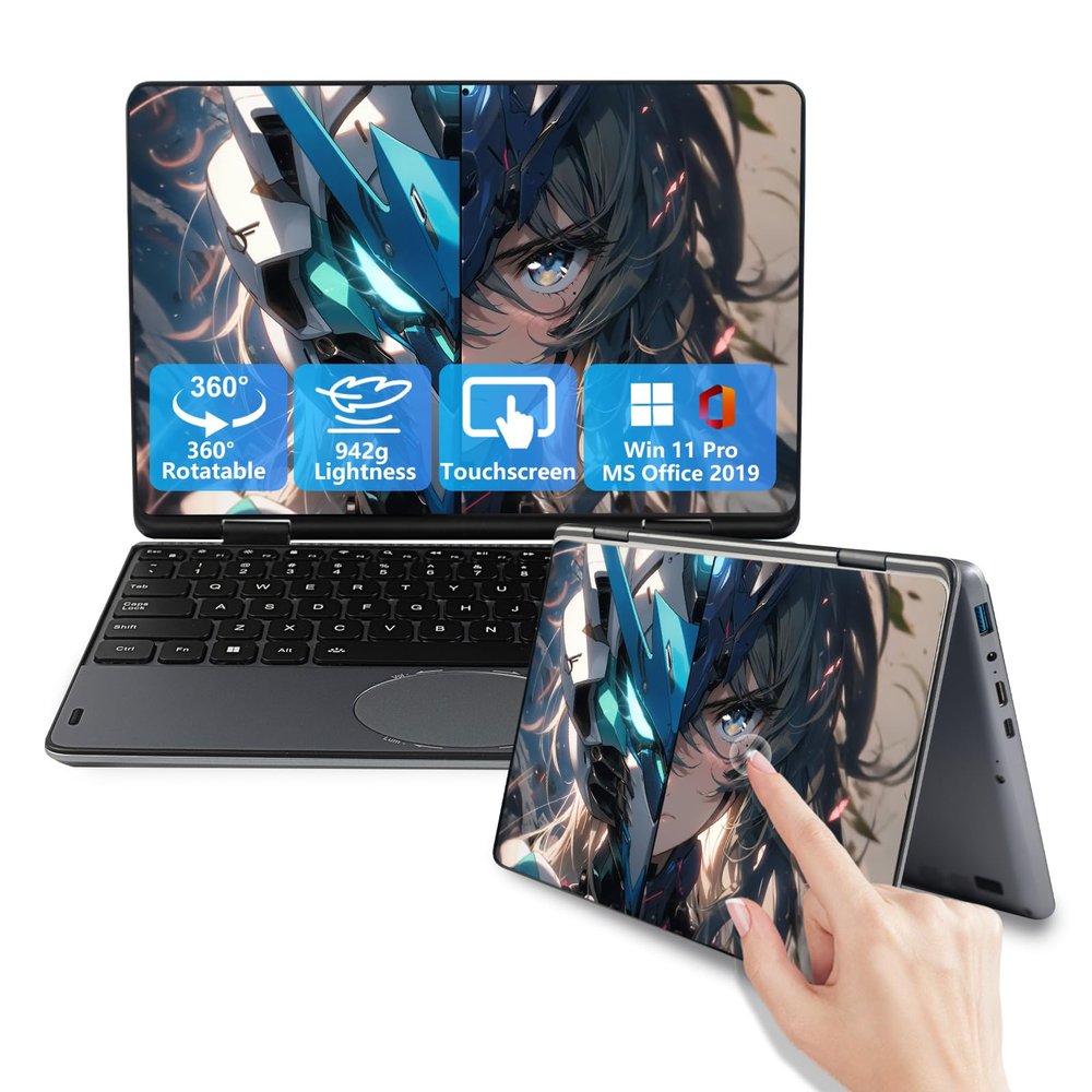 BINHENGLON 11-inch Touchscreen 2-in-1 Convertible Laptop,Celeron N100(Up to 3.4GHz),Win 11,16GB DDR4,1920 * 1200 IPS,Backlit Keyboard,Side Button Power on,Oval Touchpad(Gray, 16GB+256GB SSD).