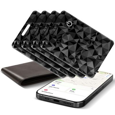 Wallet Tracker Card for Apple Find My (iOS Only), Ultra-Thin Bluetooth Tracker Smart Card Wallet Finder, IP68 Waterproof Slim Item Locator for Wallets, Keys, Passport & Luggage Tags (Diamond Black)