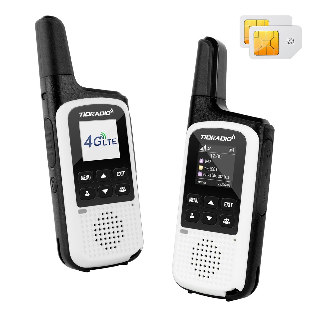 TIDRADIO TD-M2 Global Rapid Unlimited Range Walkie Talkies, National 4G LTE Long Distance 2-Way PoC Radios with SIM Cards, APP Manage Groups, for Family, Logistics, Company, 2 Pack