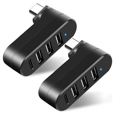 2 Pack 4-in-1 Rotatable USB C Hub Adapter, Multi-Port Type C Adapter[90/180 Degree Rotation], USB C Hub Splitter Extender with 3 USB Ports and 1 Type C Port for Laptop, MacBook Pro/Air and More