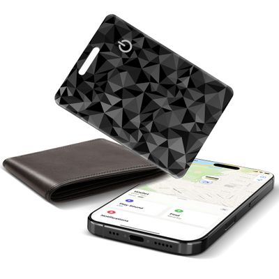 Wallet Tracker Card for Apple Find My (iOS Only), Ultra-Thin Bluetooth Tracker Smart Card Wallet Finder, IP68 Waterproof Slim Item Locator for Wallets, Keys, Passport & Luggage Tags (Diamond Black)