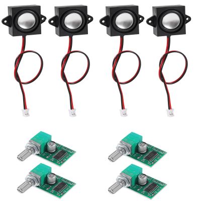 4pcs 3 Watt 8 Ohm Mini Speaker JST-PH2.0mm 2 pin Interface with 4PCS Mini PAM8403 DC 5V Audio Amplifier Digital Power Amp Module