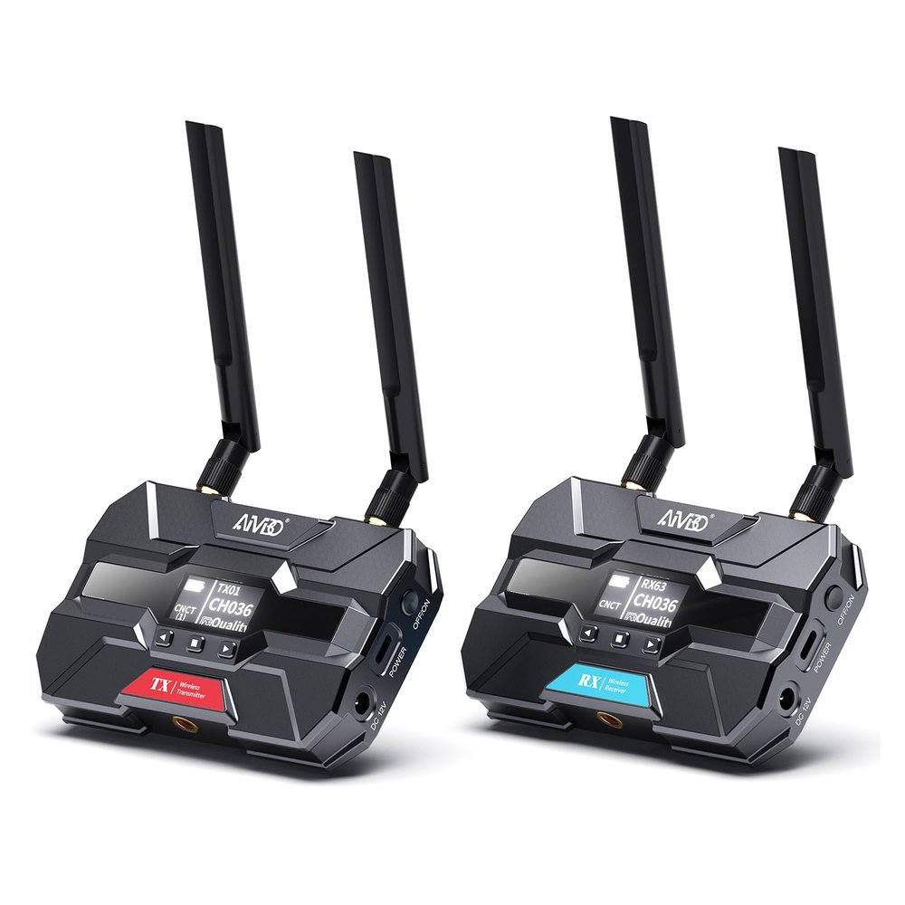 TIMBOOTECH Wireless Video Transmitter and Receiver with OLED Screen, 1080P 60FPS, 5.8GHz, 1000FT Range 0.06s Latency, Smart Channel, Up to 4 Receivers & Loop-Out HDMI Wireless System for Live Stream