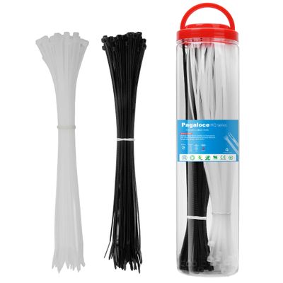 150 Pack Zip Cable Ties (Black and White, Each 75pcs), 11 Inch Self-Locking Nylon Zip Ties, Cable Cord Management, Plastic Wire Ties, Size: 3.4mm*300mm, UV Resistant, UL Listed, for Indoor and Outdoor
