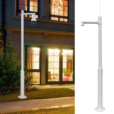 Blazea CCTV Security Surveillance System Mounting Pole, with 30cm Arm Bracket, Thickened Metal Security Camera Pole Mounting Bracket with Ground Stake, Screws(2.5m (8.2ft))