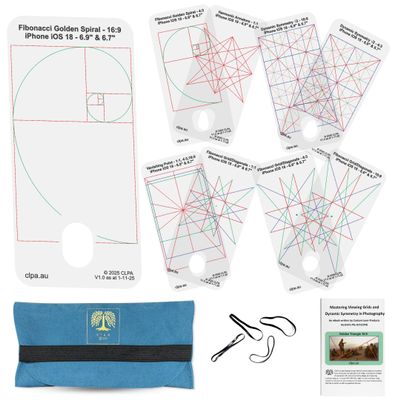 CLPA Smartphone Composition Viewer Designed for use with iPhone Pro Max | iOS 18 | 6.7 to 6.9 Inch Screen | Fibonacci Spiral, Dynamic Symmetry and 3 More Grids | Directors Viewfinder