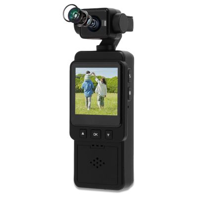 1080P HD Pocket Camcorder, WiFi Handheld Video Camera Vlogging Camcorder, 360 Rotatable Lens Color LCD Screen, Back Clamp Design, for Travel Hiking