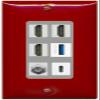 RiteAV 3 HDMI USB3 USBC Coax Wall Plate - 1 Gang Decorative [Red/Gray] view 1