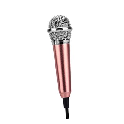 EPIGEIST 2pcs Mini Mobile Phone Microphone Portable K Singing Bar Microphone Headphones Cell Phone Recording (Rose Gold) Random Style