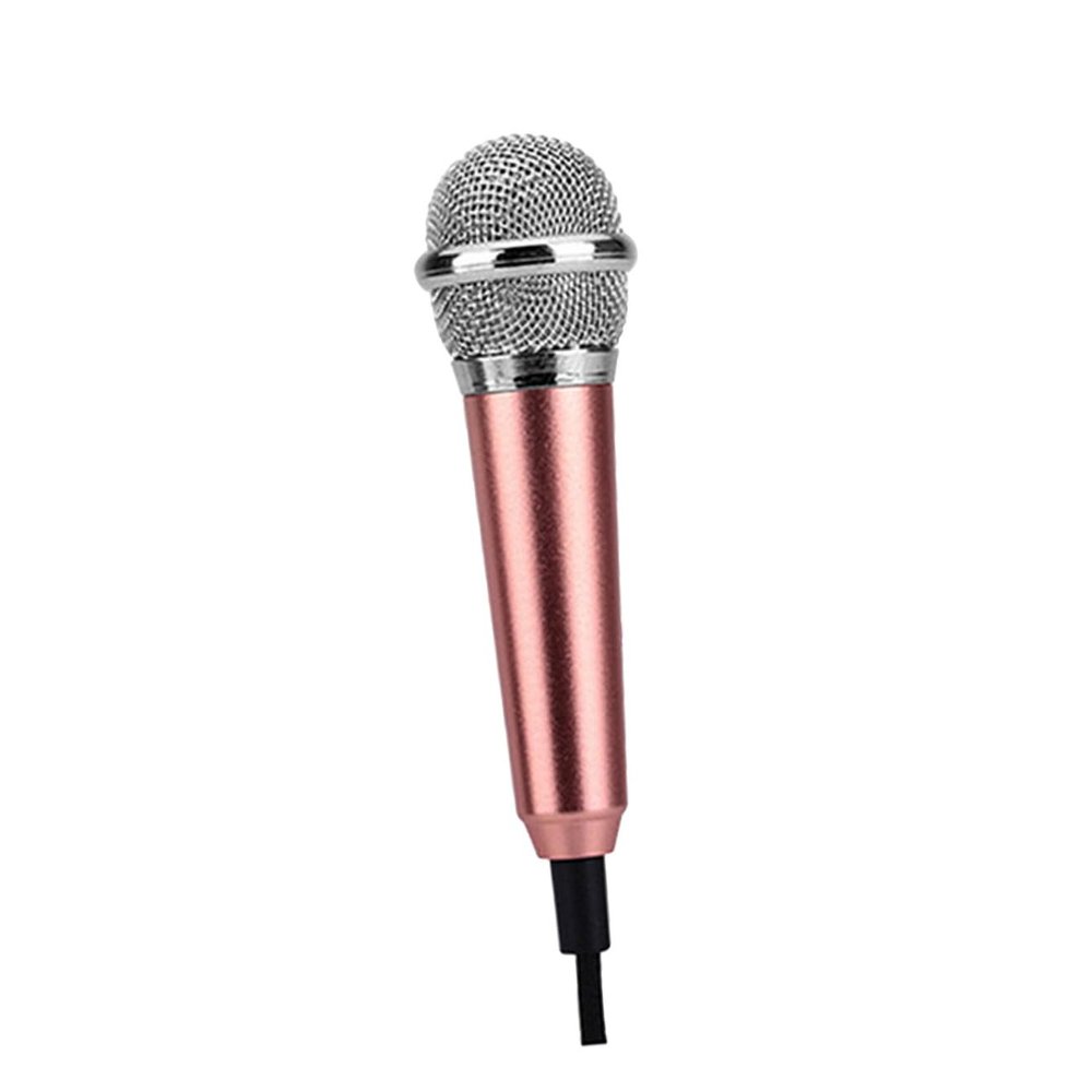 EPIGEIST 2pcs Mini Mobile Phone Microphone Portable K Singing Bar Microphone Headphones Cell Phone Recording (Rose Gold) Random Style
