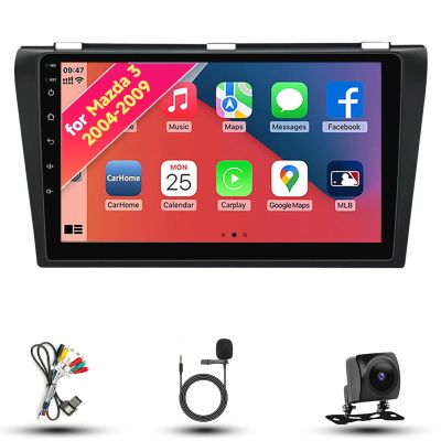 Radio for Mazda 3 2004-2009 Android 13 9" IPS Touch Screen, Car Stereo with CarPlay & Android Auto, GPS Navigation DSP SWC 5G WiFi Camera 4CORE 2+32GB