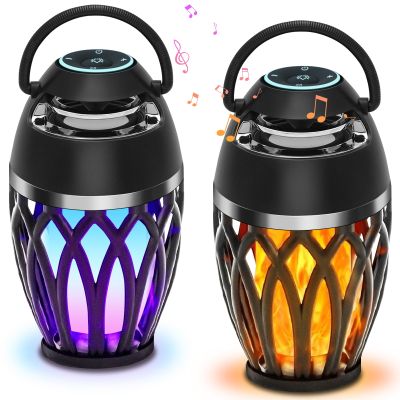 Outdoor Speakers with Colorful Lights, Mens Gifts for Birthday, Portable Bluetooth Speaker, HD Stereo Sound, Torch Atmosphere Speaker Waterproof for Patio/Pool/Camping Cool Gadgets 2 Pack