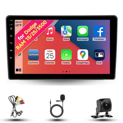 Radio for Dodge RAM 1500 2500 3500 Manual AC 2019-2023 Android 13 9" IPS Touch Screen, Car Stereo with CarPlay & Android Auto, GPS Navigation DSP SWC 5G WiFi Camera B_4CORE 2+32GB