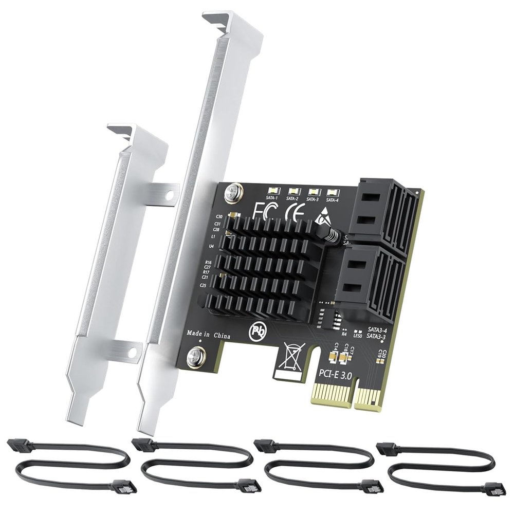 4-Port SATA Expansion Card (PCIe x1 to 6Gbps SATA Card), Supports OS Boot, Compatible with Windows/Mac/Linux/NAS