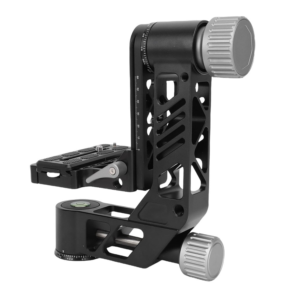 360 Panoramic Gimbal Tripod Head Heavy Duty 55LB Load, Arca Style Quick Release Plate with 100mm Height Adjustment, Bubble Level for DSLR Camera Telephoto Lens