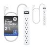 GE 6-Outlet Surge Protector Power Strip 2-Pack, 2ft Braided Extension Cord, 245J Protection, Flat Plug, Wall Mount, Circuit Breaker, ETL Certified, White, 86075 view 1