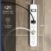GE 6-Outlet Surge Protector Power Strip 2-Pack, 2ft Braided Extension Cord, 245J Protection, Flat Plug, Wall Mount, Circuit Breaker, ETL Certified, White, 86075 view 3