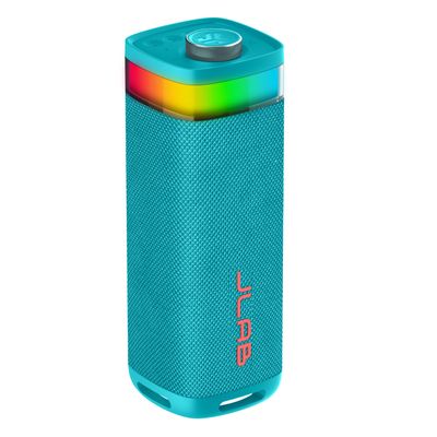 JLab JBuds Party Portable Bluetooth Speaker, 2 Full-Range Drivers + 2 Passive Woofers, IP56 Waterproof, 12 Hours Playtime, Connect Multiple Speakers, Custom Sound + RGB Lighting via App, Cyan