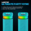 JLab JBuds Party Portable Bluetooth Speaker, 2 Full-Range Drivers + 2 Passive Woofers, IP56 Waterproof, 12 Hours Playtime, Connect Multiple Speakers, Custom Sound + RGB Lighting via App, Cyan view 4