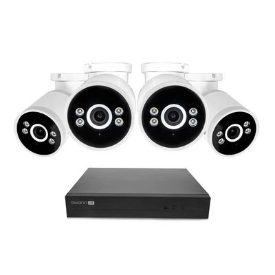 Swann AdvancedX Wired NVR 4K Security Camera System, 8 Channels, 4 PoE Cameras Outdoor, 1TB HDD Storage, Color Night Vision, Smart AI Video Analytics/Alerts, Motion Detection, 24/7 Recording