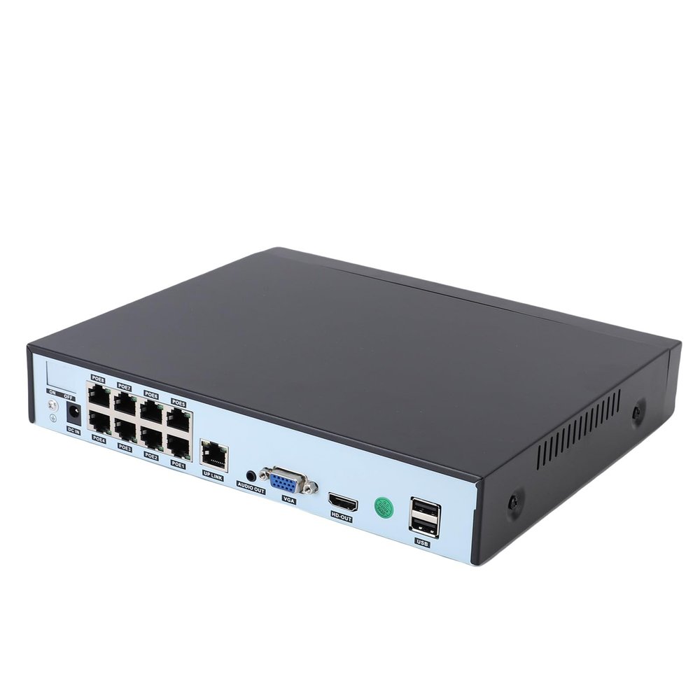 4K 8CH POE NVR H.265+ Security Network Video Recorder, Hybrid CCTV DVR, Supports Up to 4pcs 4K 5MP 4MP 3MP 1080P IP Cameras, USB Backup VGA HD Display Interface Output (US Plug)