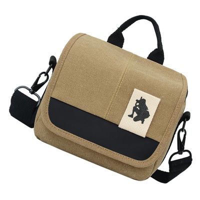 CAXUSD Camera Bag for Mirrorless Cameras Compact Canvas Shoulder Pouch Shockproof Design for Outdoor Travel Khaki Color