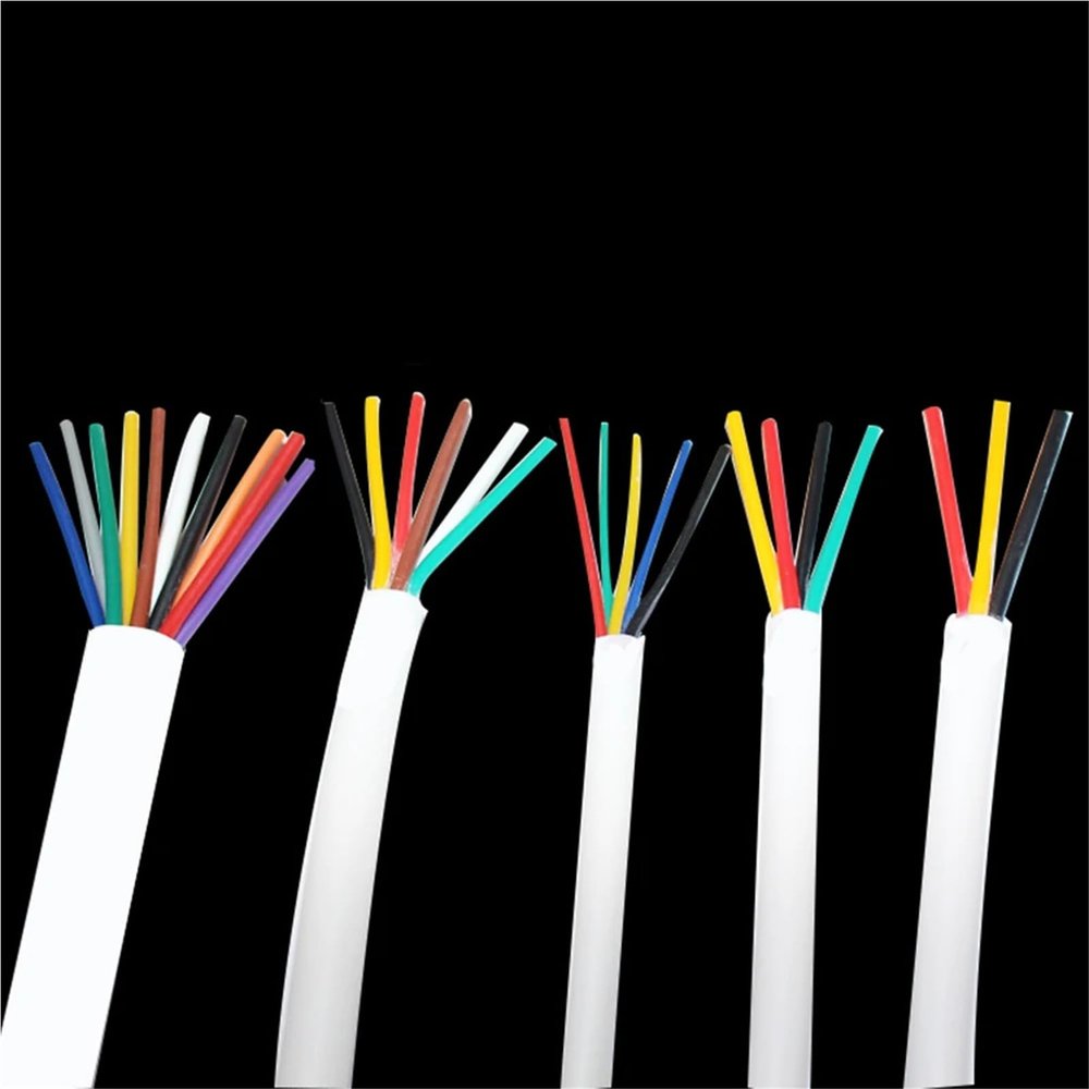 HUIZHUGS Wire and Cable White Oxygen-Free Copper Wire RVV 2 Core 0.12/0.2/0.3/0.5/0.75/1.0 Square 300/500V AVVR Soft PVC Sheathed Signal Cable Wire and Cable(RVV2 X 0.12square)