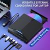 DBEIXIWEI 7-in-1 External CD DVD Drive with USB 3.0 & USB-C Support TF SD Card 5Gbps Data Transfer for PC Laptop view 4