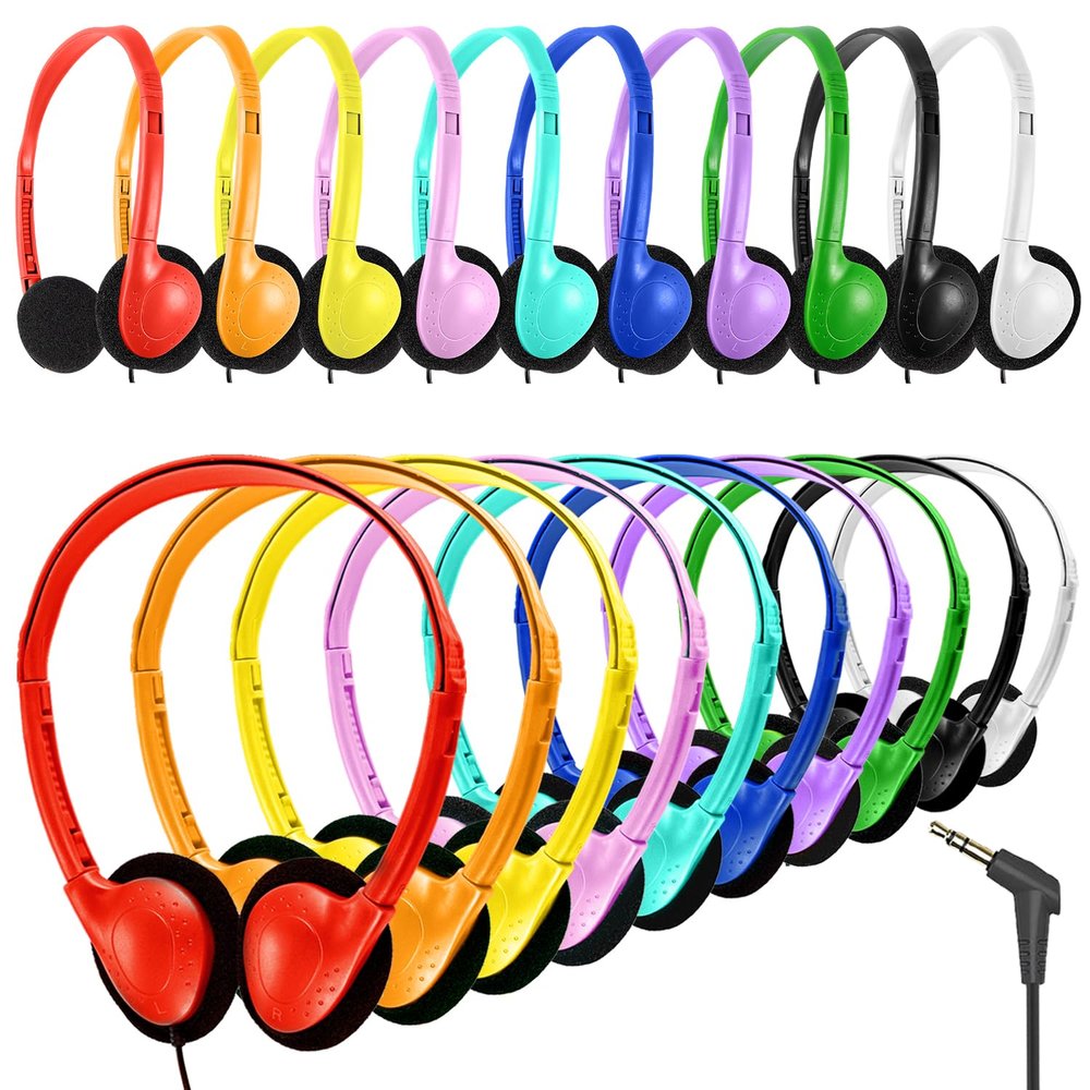 Gaosen 20 Pack Classroom Headphones Bulk for Kids School Student,Wholesale Durable Wired Class Set Headphones for Children Toddler Teens Boys Girls and Adult(GS857, Mixed)