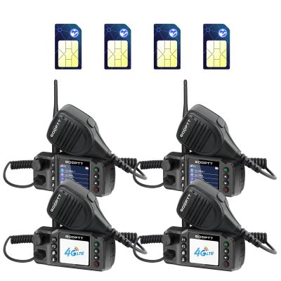 GODPTT Global Car Walkie TalkieFree for Life, 4G LTE PoC Two-Way Radio, Nationwide Long Range PTT, Equip SIM Cards, Active Noise Canceling, 1-Year Free Data (4-Unit C616)