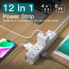10FT Extension Cord - Power Strip Surge Protector, Flat Plug, Addtam 12 Widely Outlets 3 Sides Outlet Extender, 1080J, Wall Mount, Desk Charging Station Compact for Home Office Dorm Room Essentials view 2