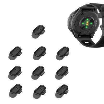 10 Pack Charger Port Protector for Garmin Forerunner 570,BOVUGAC TPU Dust Plug Anti-dust Plugs Compatible for Garmin Forerunner 570-Clear Black