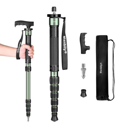 Manbily Camera Monopod Aluminum Portable Compact Lightweight Travel Monopod with Carrying Bag Walking Stick Handle, for DSLR Canon Nikon Sony Video Camcorder (Olive Green)