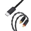 USB-C to Dual MMCX IEM Balance Earbud Cable, 8-Core OCC Silver-Plated HiFi Earphone Cable, Ultra-Flexible Digital Audio Upgrade for in-Ear Headphones (1.3m, Black) view 2
